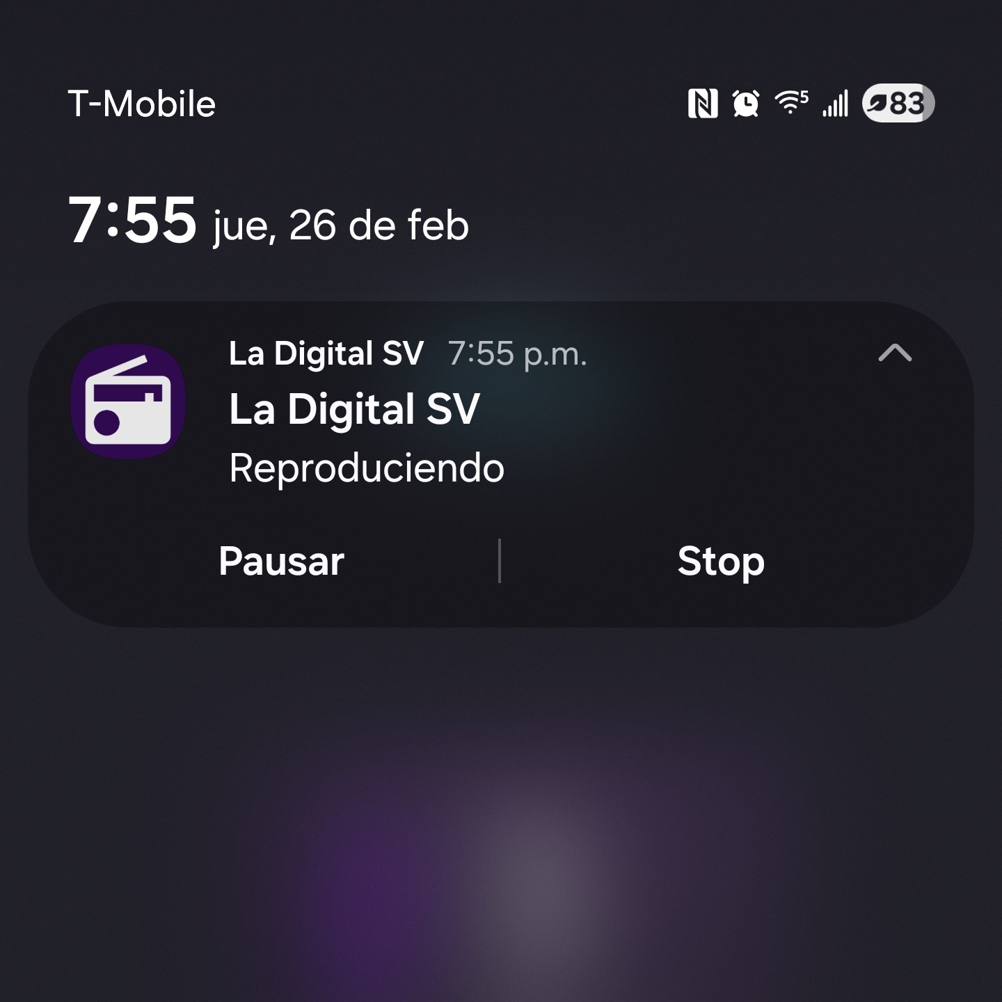 La app La Digital SV funcionando en segundo plano